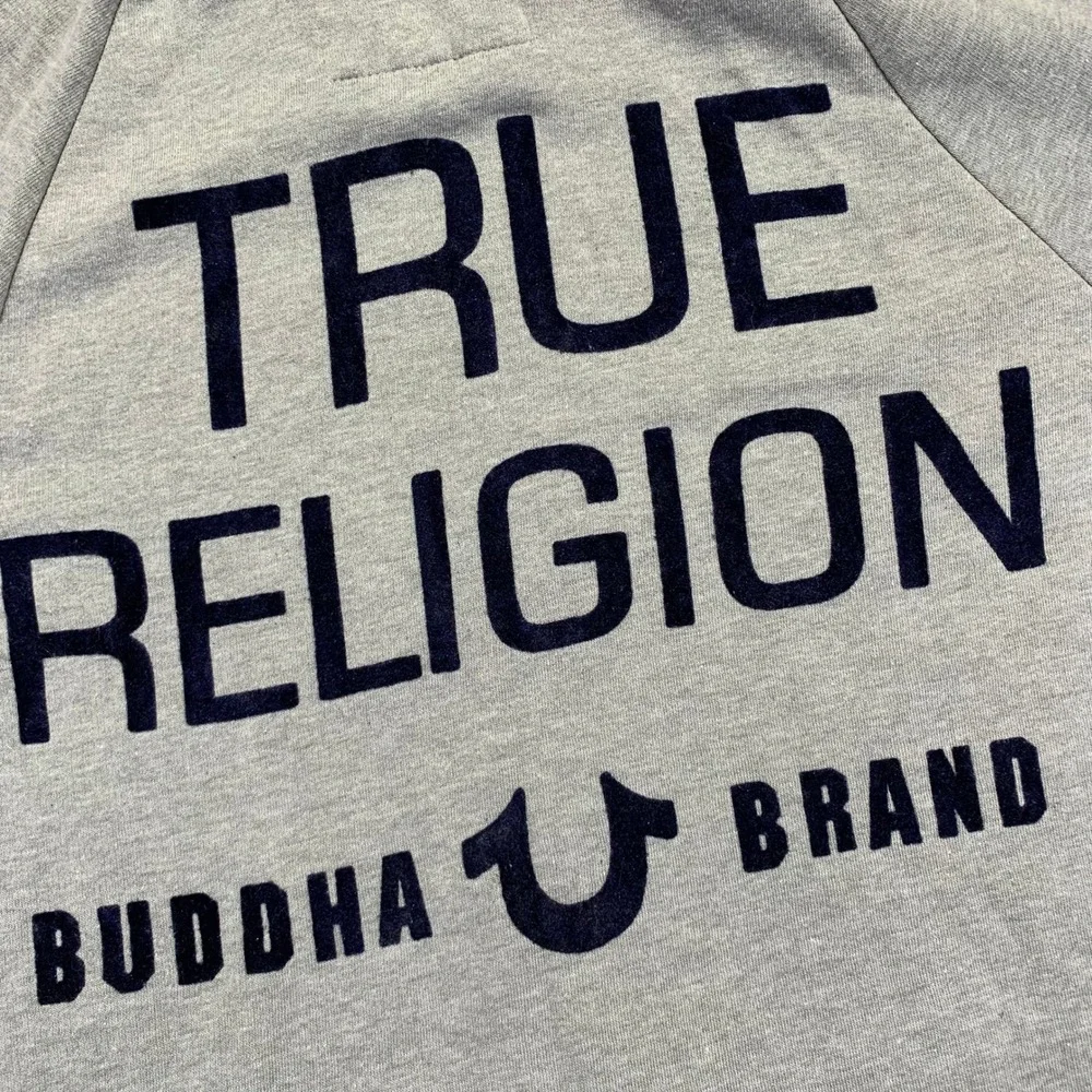 True Religion Hoodie Size Small Gray Navy Zip Up Sweatshirt‎  Buddha Brand NWT